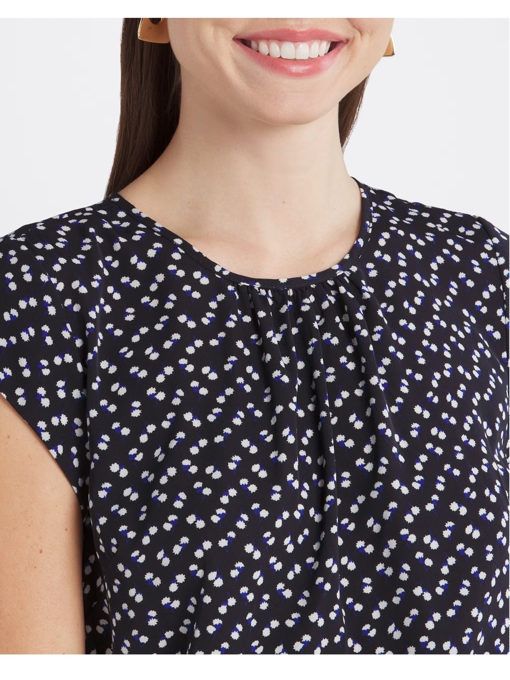 Navy Blue Cap-Sleeve Women’s Top